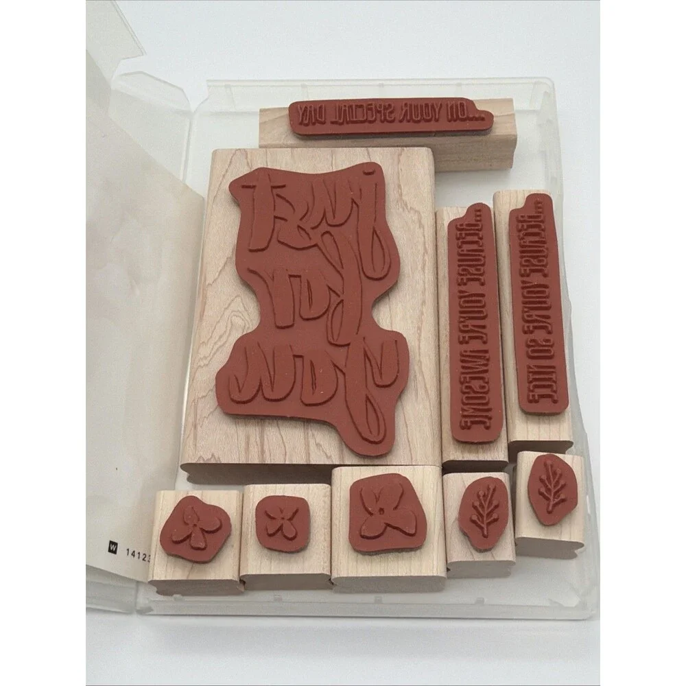Stampin' Up! “Botanicals Just For You” Set of 9 Wood Mounted Rubber Stamps
